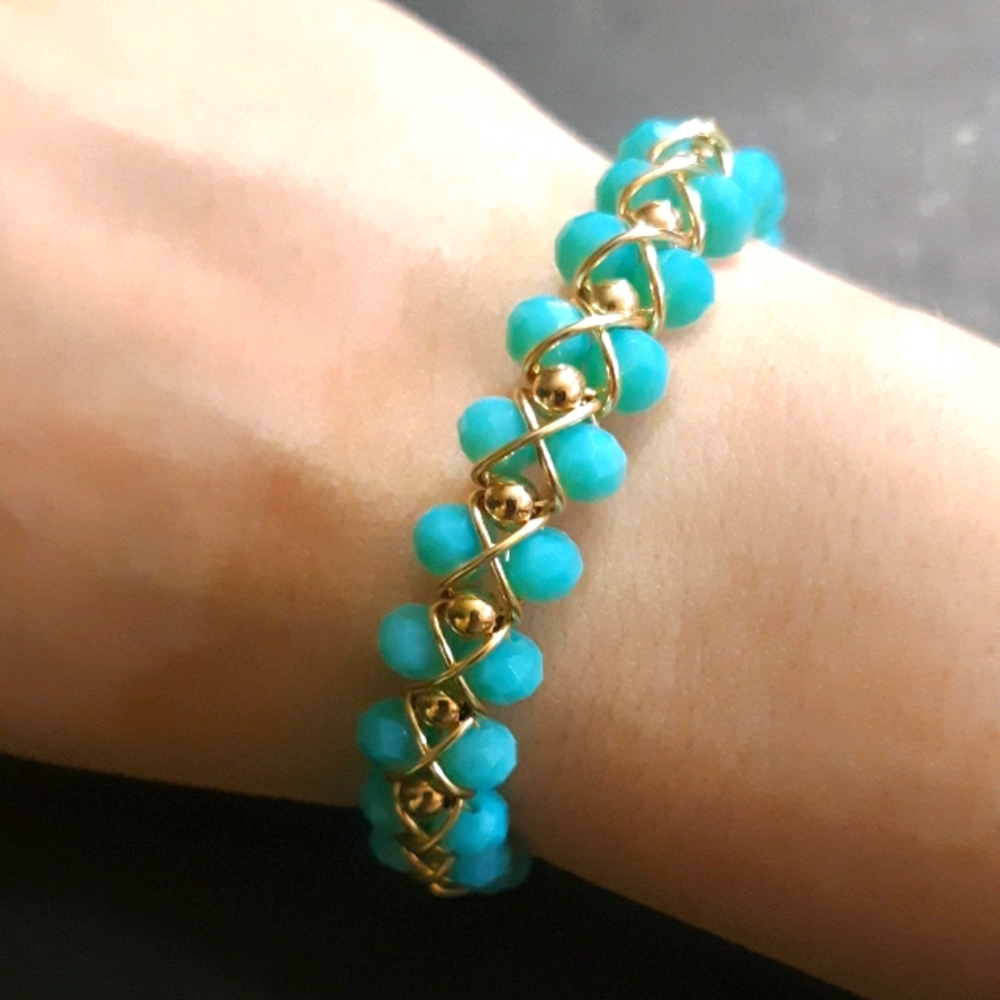 Beaded Gold Wire Bracelet